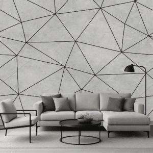 Vinilo geométrico líneas negras sobre gris