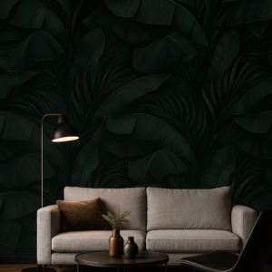 Vinilo Hojas Tropicales Oscuras Verde