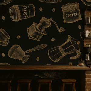 Vinilo decorativo de utensilios para café