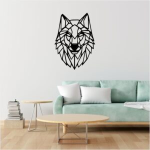 Lobo Geométrico Adhesivo Personalizable