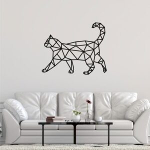 Gato Geométrico Adhesivo Personalizable