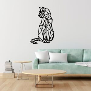 Gata Geométrico Adhesivo Personalizable