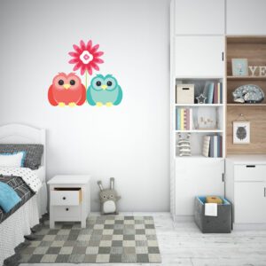 Búhos con Flor Decorativo