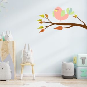 Pájaro Rosa Sobre una Rama