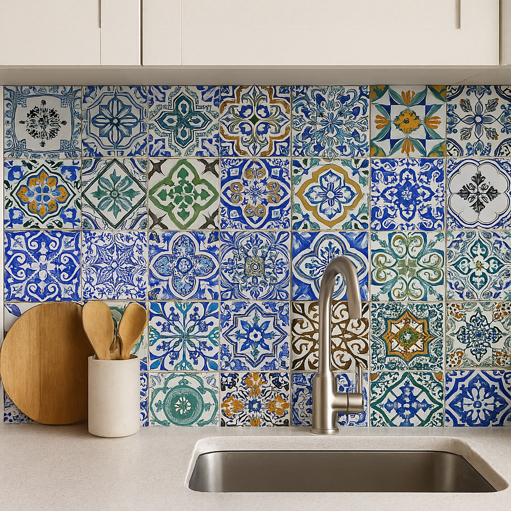 Vinilo autoadhesivo estilo azulejo vintage andaluz