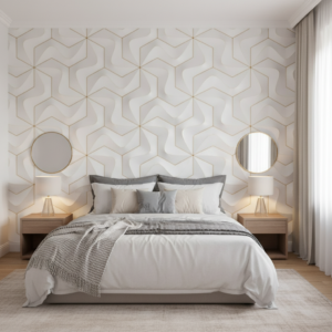 Vinilo Mural Geométrico Líneas Orgánicas Beige Moderno 3D