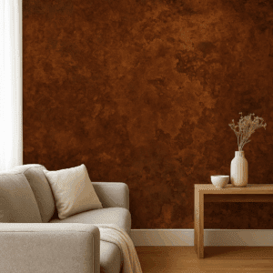 Vinilo impreso efecto óxido rojizo desgastado para paredes