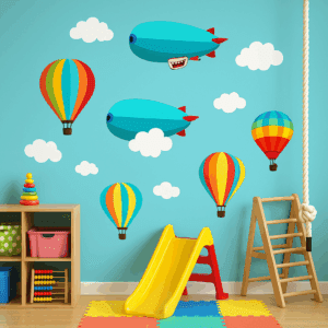 Vinilo Infantil Globos y Dirigibles Coloridos para Sala de Juegos