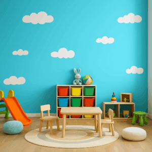 Vinilo Infantil Cielo Celeste con Nubes Blancas