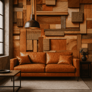 Madera natural en bloques 3D para paredes modernas