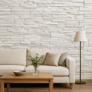 Vinilo imitación piedra laja 3D blanco