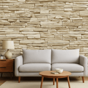 Vinilo imitación piedra laja 3D beige