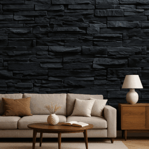Vinilo imitación piedra laja 3D negro