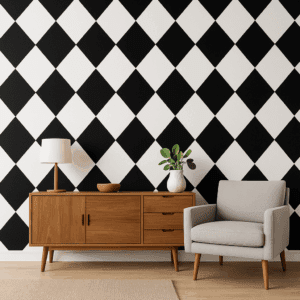 Vinilo geométrico en blanco y negro para pared moderna