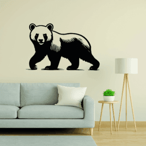 Vinilo decorativo oso – diseño minimalista en negro para pared