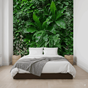 Mural jungla tropical decorativo verde para dormitorio