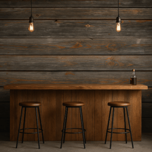 Vinilo madera envejecida gris para pared estilo industrial