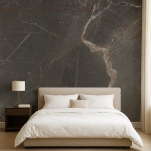 Vinilo mármol gris oscuro con vetas óxido