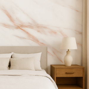 Vinilo mármol blanco con vetas rosadas