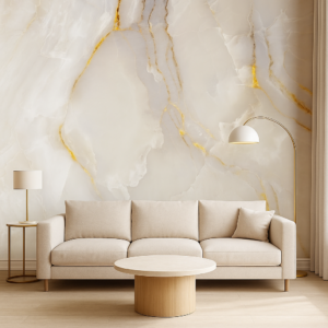 Vinilo mármol blanco con vetas doradas