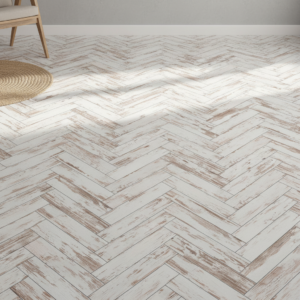 Vinilo para Piso Espiga Blanca Vintage Efecto Madera