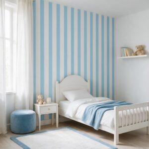 Vinilo Adhesivo Infantil Rayas Celestes y Blancas para Pared